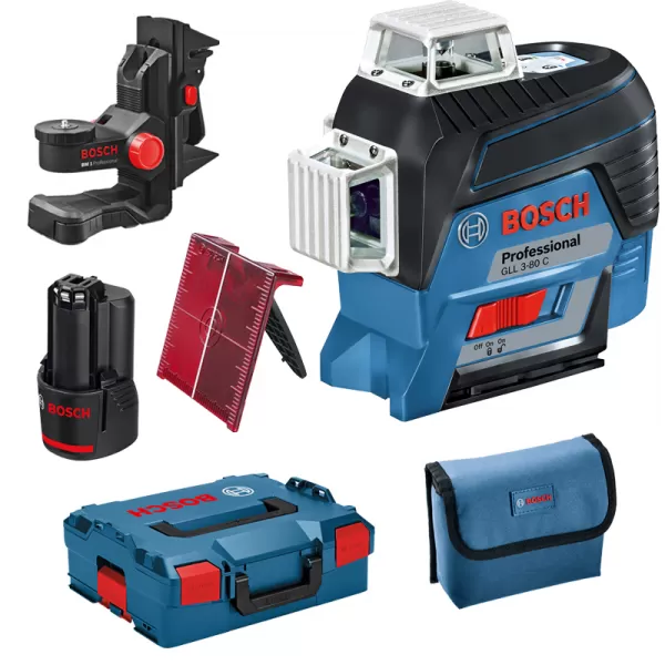Křížový laser Bosch GLL 3-80 C Professional L-Boxx 136 + držák BM1