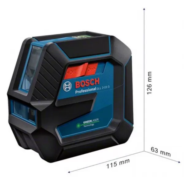 Křížový laser BOSCH GLL 2-15 G zelený (IP64) 0 601 063 W00