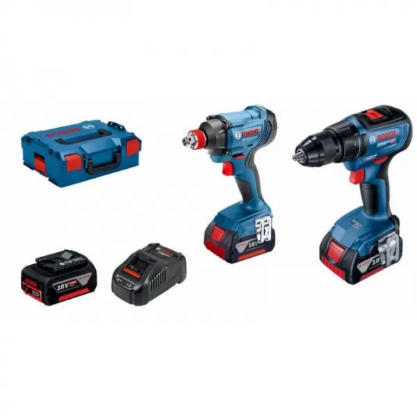 Aku sada Bosch GSR 18V-50 + GDX 180-LI + 3× GBA 18V 5.0Ah + GAL 1880CV v L-BOXX136 06019G5227
