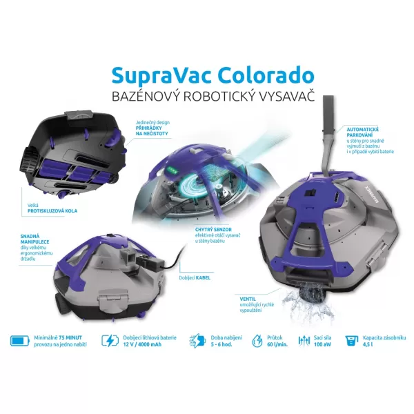 Aku bazénový robotický vysavač 12V 4,0Ah SupraVac Colorado Marimex 10800048
