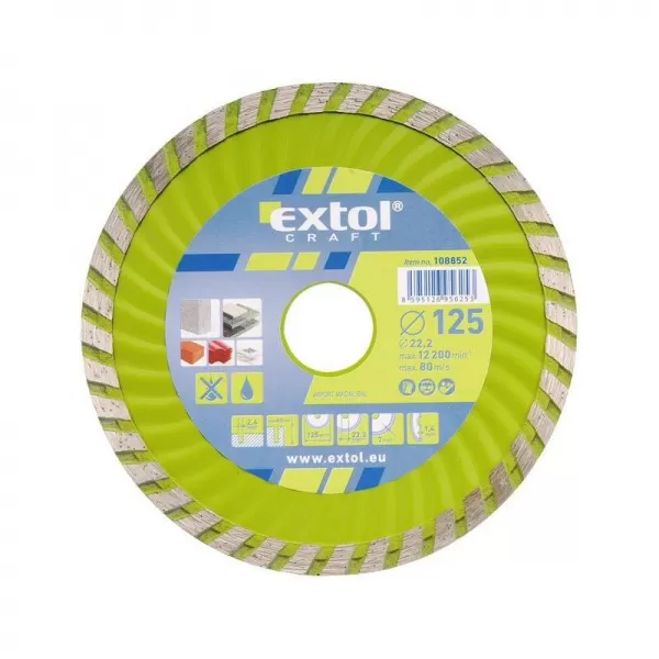 Dia kotouč řezný turbo 115x22,2mm EXTOL CRAFT 108851