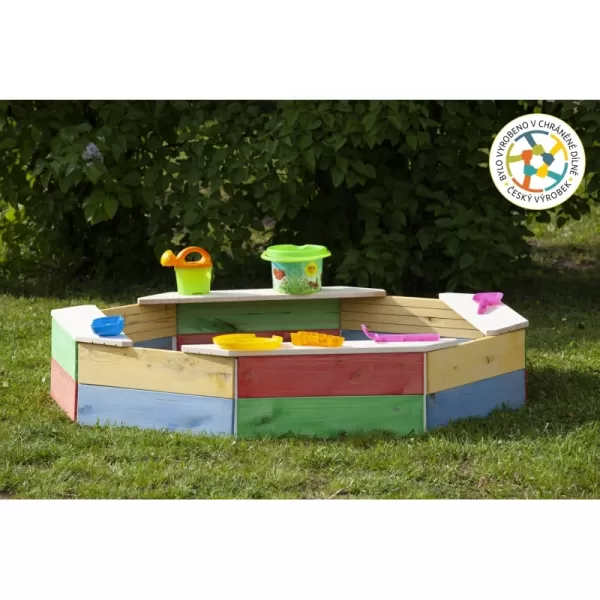 Dřevěné pískoviště osmihranné barevné Marimex 11640198