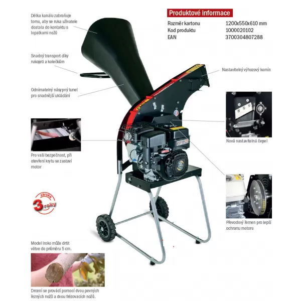 Profi motorový drtič dřeva PUBERT IROKO 55P