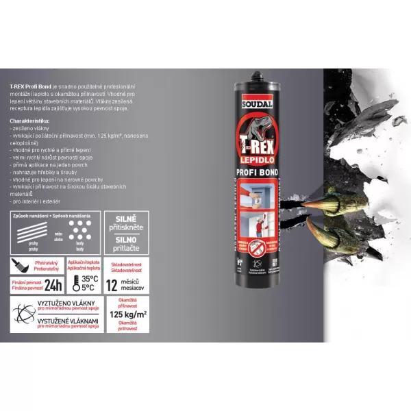 Lepidlo Soudal 380g T-REX PROFI BOND