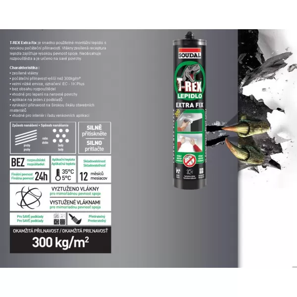 Lepidlo Soudal 380g T-REX EXTRA FIX