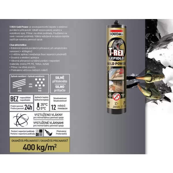 Lepidlo 290 ml Soudal T-REX GOLD POWER