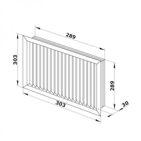 PVC ventilační mřížka bílá s pevnou žaluzií 303x303 mm DALAP 129