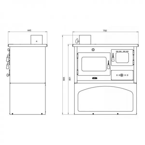 Sporák na tuhá paliva PRITY 1P34, levá
