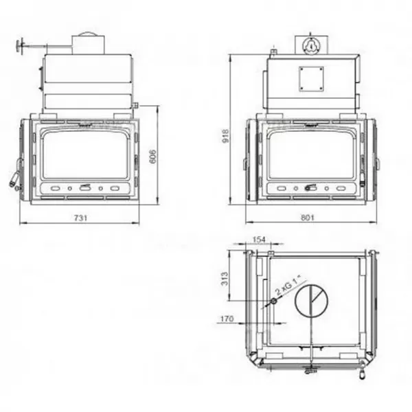 Krbová vložka s teplovodním výměníkem PRITY 3C W28
