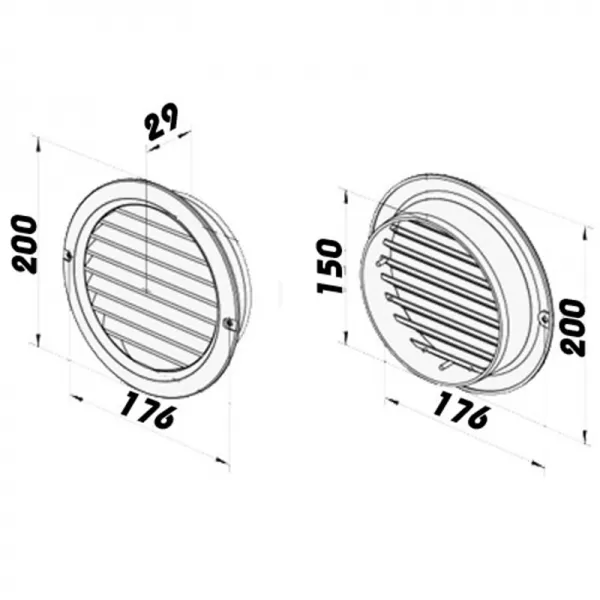 PVC větrací mřížka kruhová s přírubou a síťkou Ø 150 mm, hnědá DALAP 1515