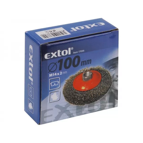 Kartáč miskový 100mm vlnitý drát S 0,3mm M14x2mm EXTOL CRAFT 17006