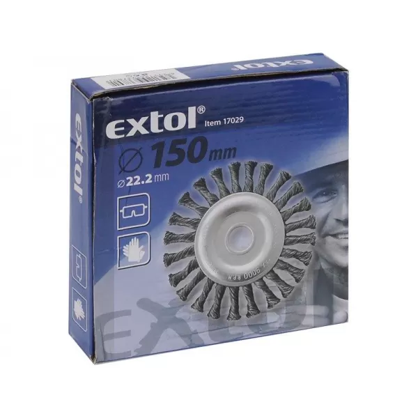 Kartáč radiální copánkový 150mm vlnitý drát S 0,5mm otvor 22,2mm EXTOL CRAFT 17029
