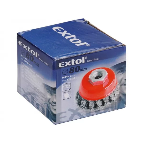 Kartáč hrnkový copánkový 65mm vlnitý drát S 0,5mm M14x2mm EXTOL CRAFT 17007