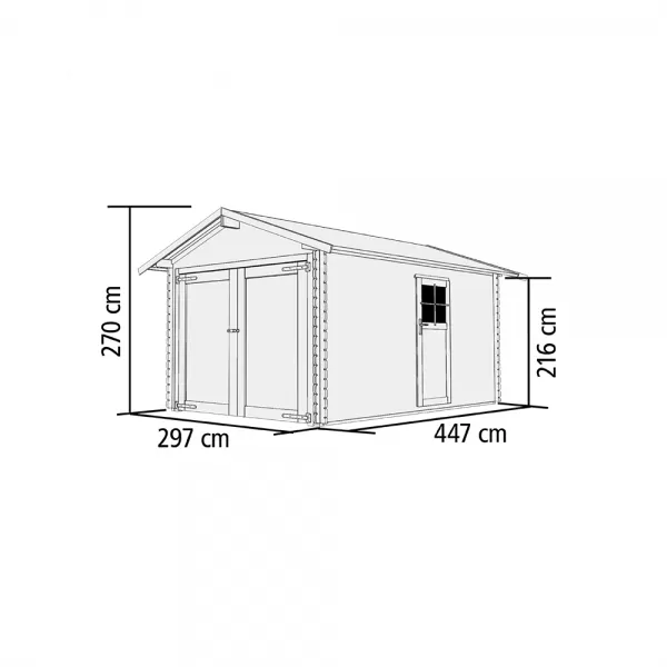 Dřevěná garáž KARIBU 54133 28 mm natur LG1885