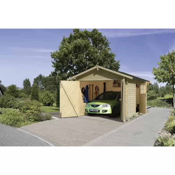 Dřevěná garáž KARIBU 54133 28 mm natur LG1885