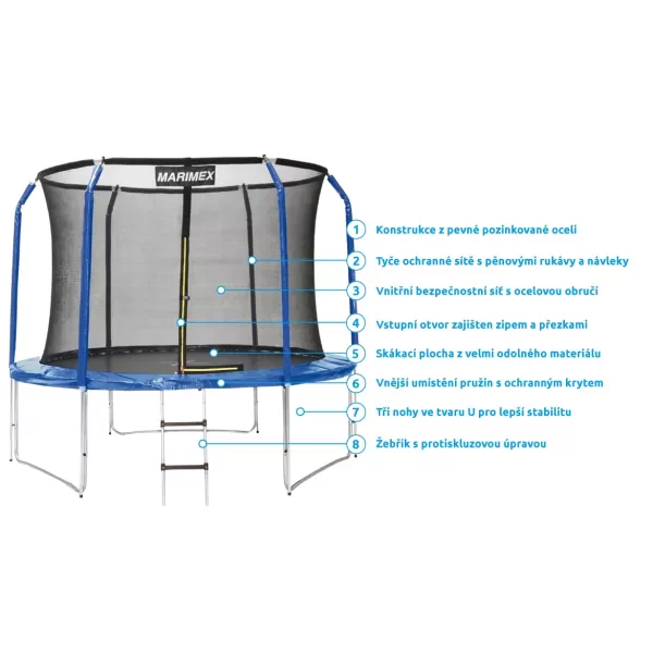 Trampolína Standard 305 cm + vnitřní ochranná síť + schůdky ZDARMA Marimex 19000081