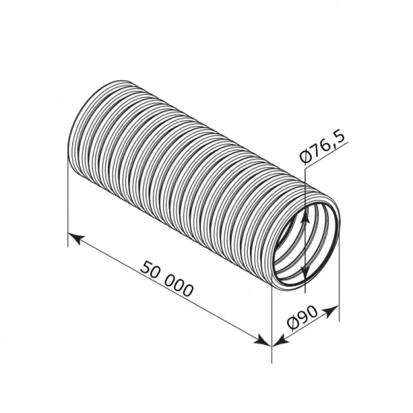 Ohebné antistatické i antibakteriální potrubí Ø 90 mm, délka 50 m DALAP 197540