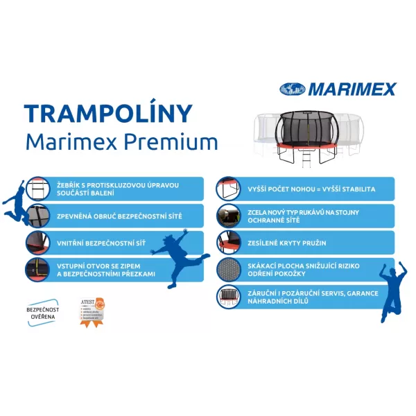 Trampolína PREMIUM 305 cm + vnitřní ochranná síť + schůdky ZDARMA Marimex 19000111