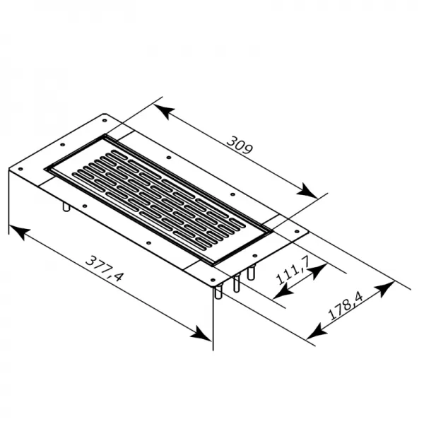 Kovová ventilační mřížka s rámečkem 300x100 mm pro zakončení konektoru do podlahy DALAP 197531