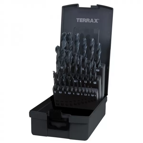 Sada vrtáků do kovu Terrax HSS-R 25 dílů RUKO | 1-13 mm, plastový box