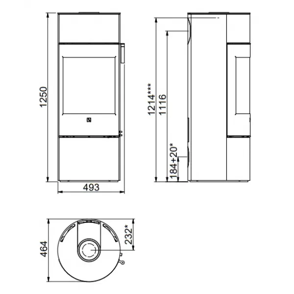 Krbová kamna ocelová dvířka, černá klička SCAN 84-2 CLASSIC černý lak