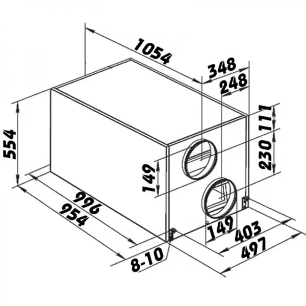 Centrální rekuperační jednotka horizontální s ohřevem Ø 150 mm DALAP 22520