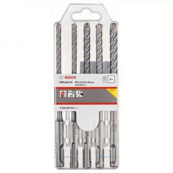5dílná sada vrtáků do kladiv SDS-plus-5X 6,6,8,8,10 x 100 Bosch 2608833911