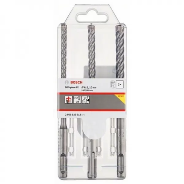 3dílná sada vrtáků do kladiv SDS-plus-5X 6,8,10 x 100 Bosch 2608833912