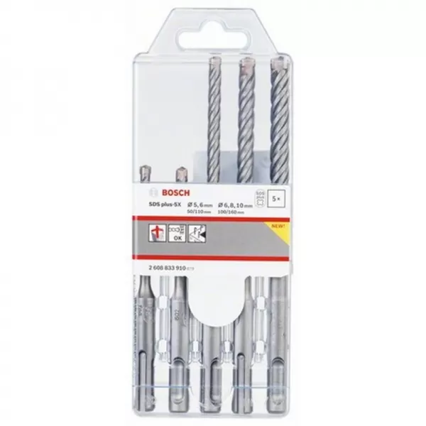 5dílná sada vrtáků do kladiv SDS-plus-5X 5,6,6,8,10 Bosch 2608833910