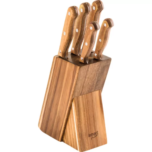 Set 5 nožů v bloku Wood LAMART LT2080