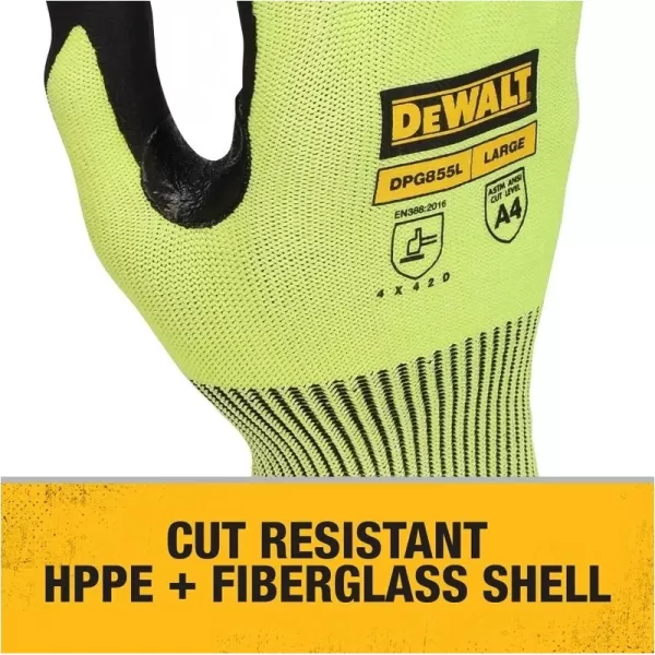 Hi-Vis rukavice s ochranou proti proříznutí DeWALT DPG855L