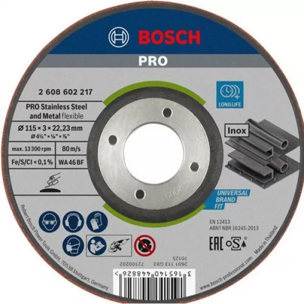 Polopružný hrubovací kotouč WA 46 BF, 115 mm, 22,23 mm, 3,0 mm Bosch