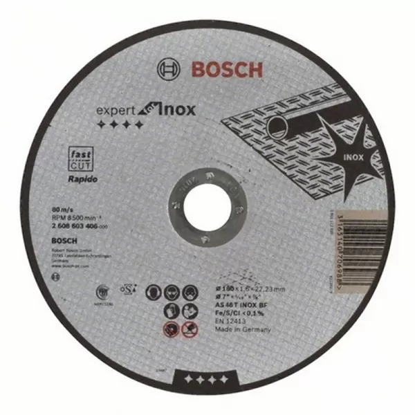 Dělicí kotouč rovný na nerez Expert for Inox Rapido AS 46 T INOX BF, 180 mm, 1,6 mm Bosch 2608603406
