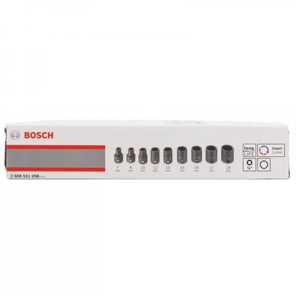 9dílná sada nástavců 7–19 mm Bosch 2608551098