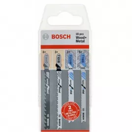 18dílná sada pilových plátků se stopkou T pro práci se dřevem a kovem Bosch 2607011439