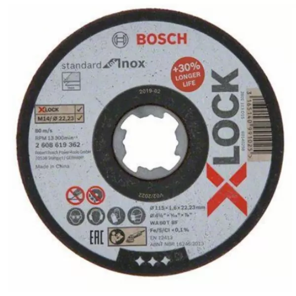 Řezací kotouč X-LOCK Standard for Inox 115 × 1,6 mm T41 Bosch 2608619362