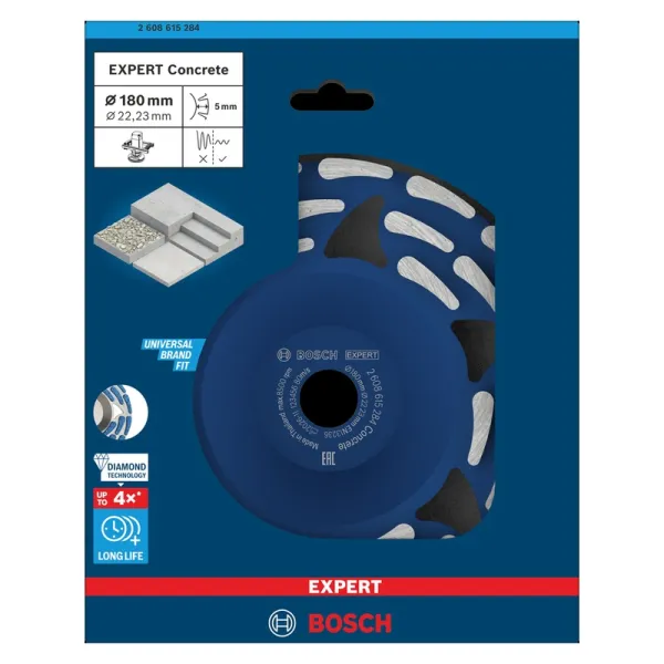 Diamantová brusná hlava na beton, 180mm, segment 5mm Bosch Professional 2608615284