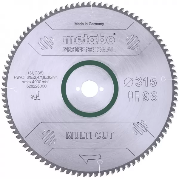 Pilový kotouč multi cut - professional, 315x2,4/1,8x30, Z96 FZ/TZ, 5°neg. Metabo 628226000