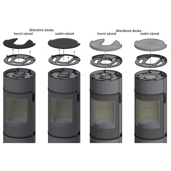 Krbová kamna skleněná dvířka, černá klička SCAN 84-1 MODERN černý lak