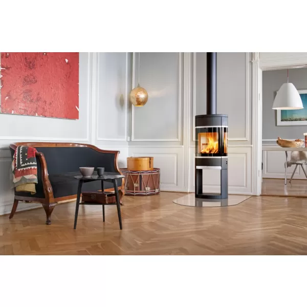 Krbová kamna s bočním prosklením, hliníkové lišty Scan 68-12 černý lak