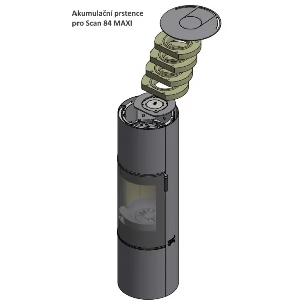 Krbová kamna skleněná dvířka, dubová klička černá SCAN 84-3 MODERN MAXI černý lak