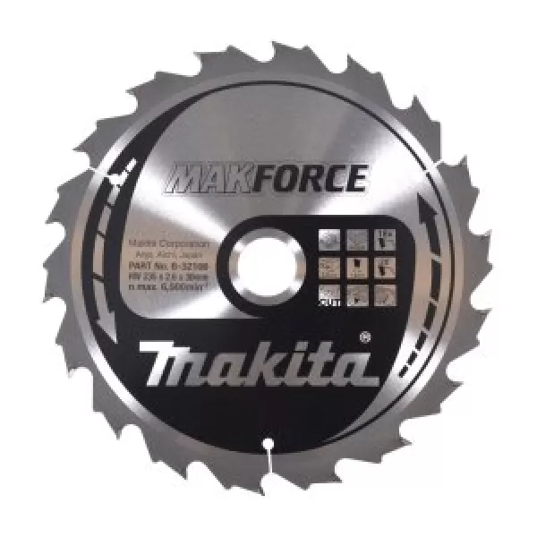 Kotouč pilový dřevo MAKFORCE 235x2.6x30mm 18Z = old B-08252