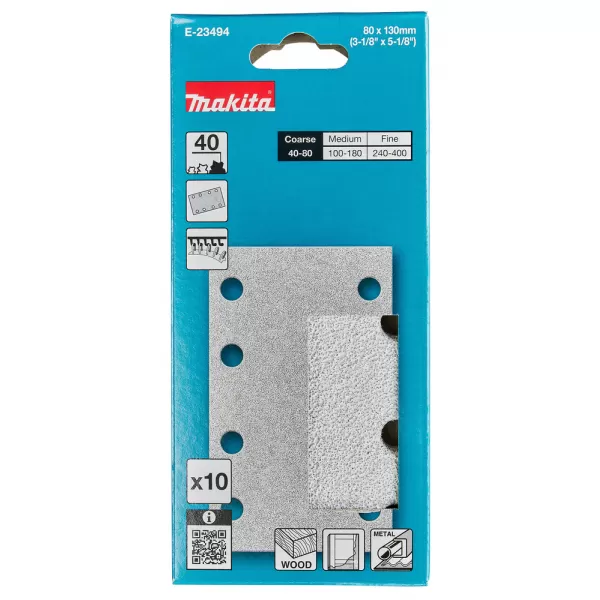 Papír brusný suchý zip 80x130 A40, 10ks Makita E-23494