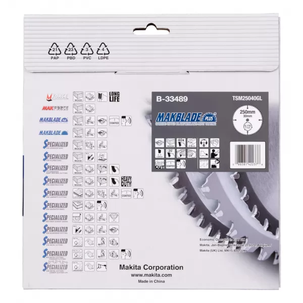 Kotouč pilový dřevo MAKBLADEplus 250x2.8x30mm 40Z Makita B-33489