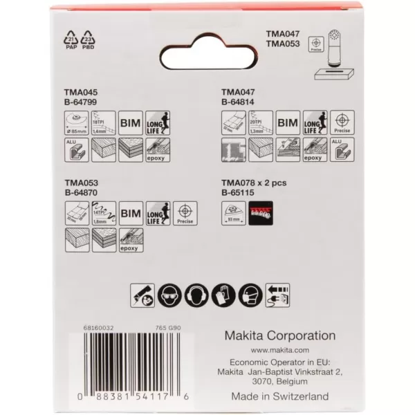 Sada nástrojů pro Multitool Starlock 5 ks v papírové krabičce Makita B-67511