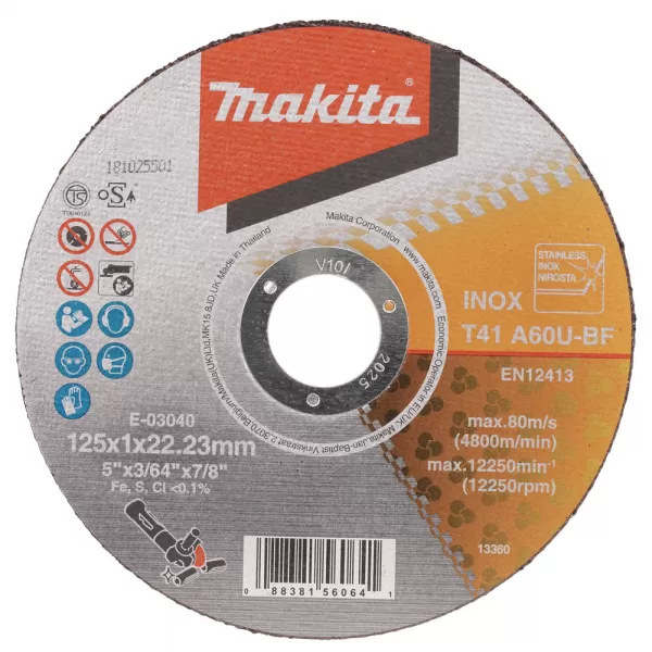 Kotouč řezný nerez 125x1.0x22.23mm A60U Makita E-03040