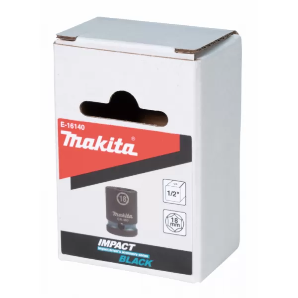 Klíč nástrčný 1/2", čtyřhran, IMPACT BLACK, 18mm Makita E-16140