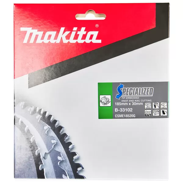 Kotouč pilový dřevo SPECIALIZED se zapuštěnými zuby 185x2x30mm 20Z Makita B-33102