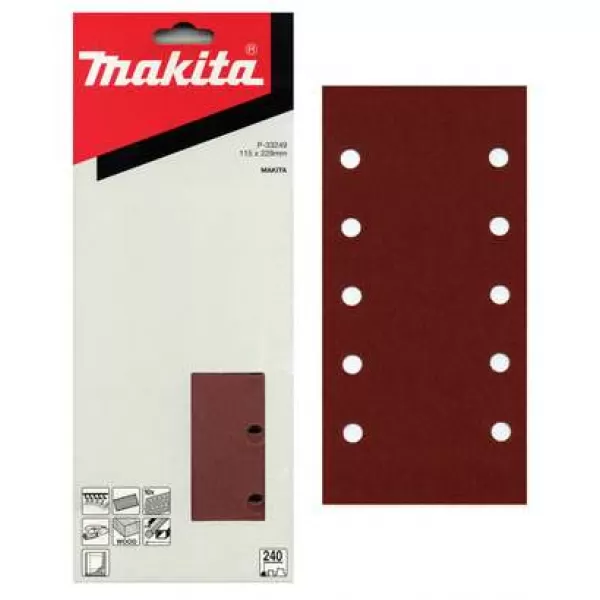 Papír brusný suchý zip 115x229mm 10 děr K150, 10ks Makita P-33227