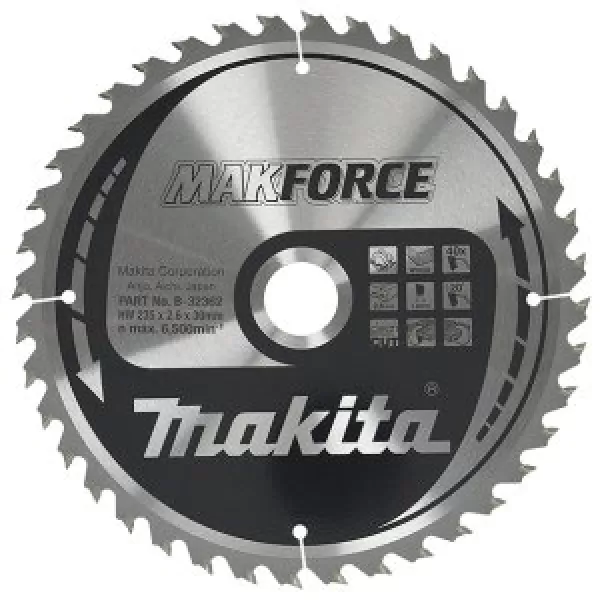 Kotouč pilový dřevo MAKFORCE 235x2.6x30mm 40Z = old B-08523